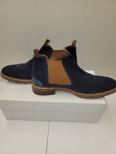 Vintage Foundry "Antisana Suede Chelsea Boot" Men 9.5 Leather Navy/tan New w/box - Image 1