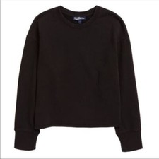 FRESHMAN Drop Shoulder Terry Knit Cotton Blend Crop Sweatshirt Pullover S/7