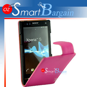 Premium PINK Flip Leather Case Cover for Sony Ericsson Xperia S LT26i + SP
