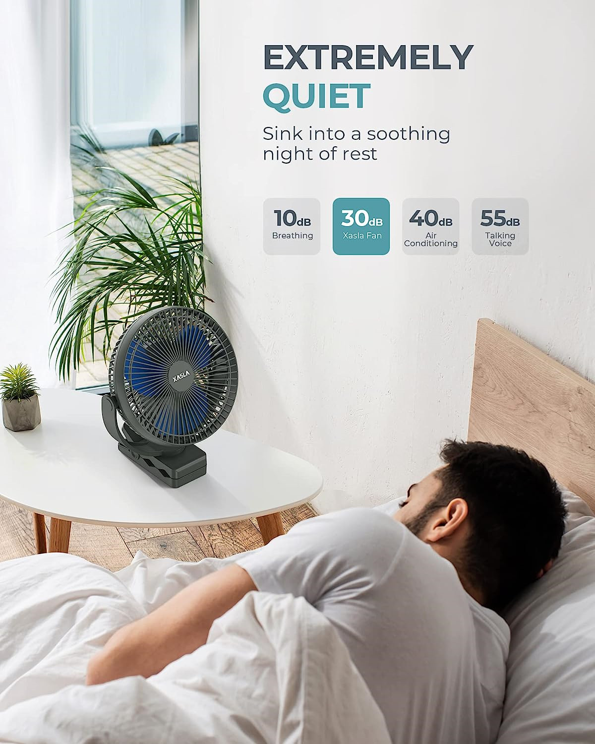 xasla 10000mAh Portable Rechargeable Clip on Fan 8 inch Battery Operated Fan 