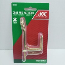 ACE Coat and Hat Hook Bright Brass Screw-In  ...