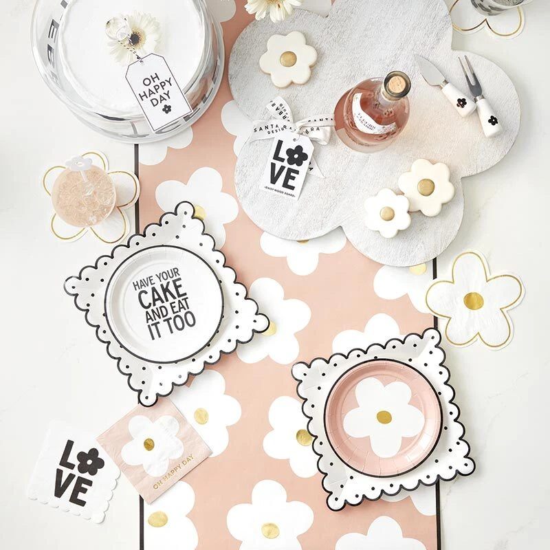 Mesa de papel desechable rollo corredor de mesa 25 pies x 18 pulgadas flores negras paquete de 4 Foto 3 de 3