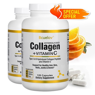 Hydrolysiertes Kollagen Typ I Und III Plus + Vitamin C   30 Bis 120 Kapseln
