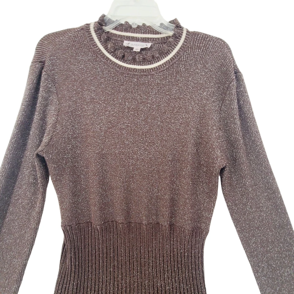 Vestido Suéter Nanette Lepore Nanette By Gabriella Manga Larga Midi Marrón Talla XL Foto 3 de 4