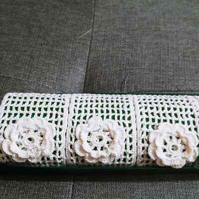 Vintage Floral Crochet Napkin Rings Set of CreamTable Decoration New Old  Stock