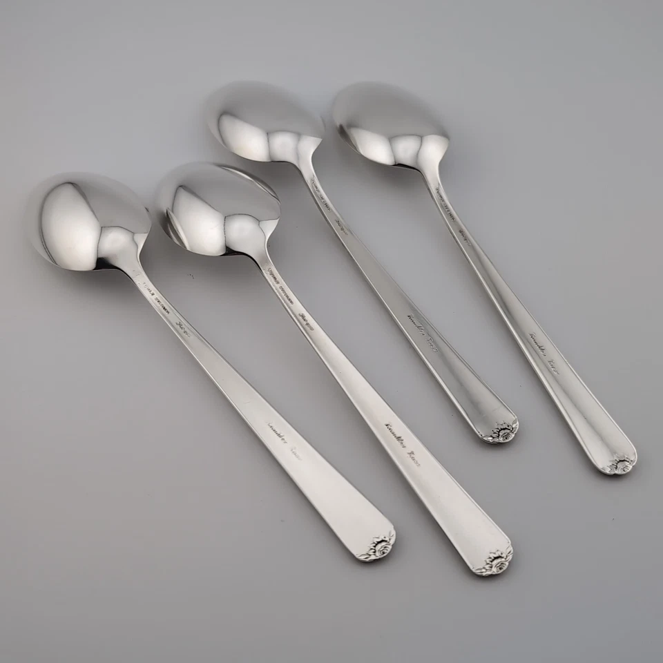 Juego de 4 cucharas de postre de sopa ovaladas de plata esterlina Towle Rambler rosa - 6 3/4" Foto 2 de 3