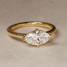 Certified 1.70Ct Marquise Cut White Diamond Solitaire Wedding Ring 925 Silver