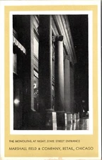 Monoliths at Night Marshsall Field & Co. Retail Chicago Illinois Postcard