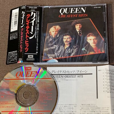QUEEN Greatest Hits JAPAN CD CP32-5381 5A3 TO w/ OBI +INSERT 1987