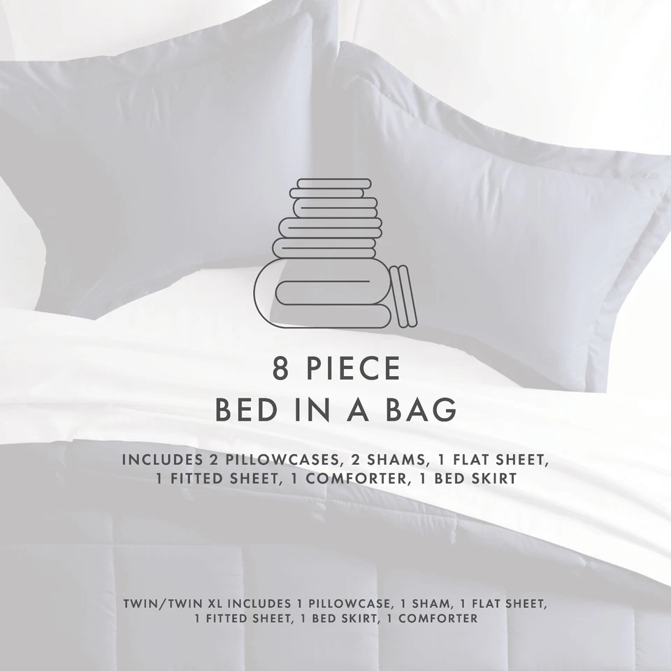 Kaycie Gray Hotel Collection qualidade premium 8 peças cama em uma bolsa - 8 cores! - Imagem 2 de 4