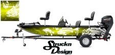 Graphic Abstract Fishing Bass Boat Wrap Decal Vinyl Pontoon Yellow Fish Skeleton