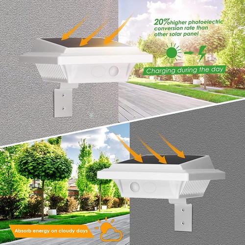 2/6 PCS 40LEDs Solar Gutter Lamp Light Sensor Security Outdoor Garden Wall Lamp - Picture 6 of 14