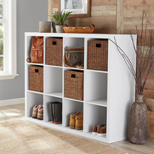 12 Cube Storage Organizer Bin Compartments Wood Display Bookcase Bookshelf Shelf