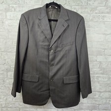 Pronto Uomo Mens Sport Coat Size 41 R Gray Pinstripe 100 Wool Blazer