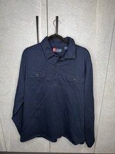 Vintage Chaps Heavy Polo Rugby Shirt Top Long Sleeve Navy Blue XXL Men's Cotton