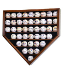 Baseball Display Case 43 Walnut Wood MLB Autograph Ball Rack Holder Wall Cabinet