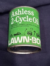 Vintage lawn boy two cycle 8 ounce snowmobile, chainsaw￼steel oil can