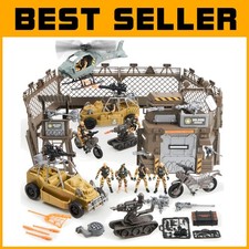 Comprehensive Military Base Toys Set with Helicopter  Tank