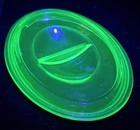 Uranium Green Depression Glass Oval Refrigerator Dish Lid Only c. 1930 Lumes