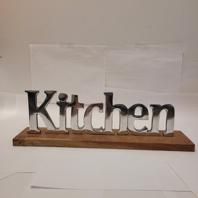 KITCHEN Metal Letters Wood Base Sign Freestanding Decor Rustic Modern Farmhouse