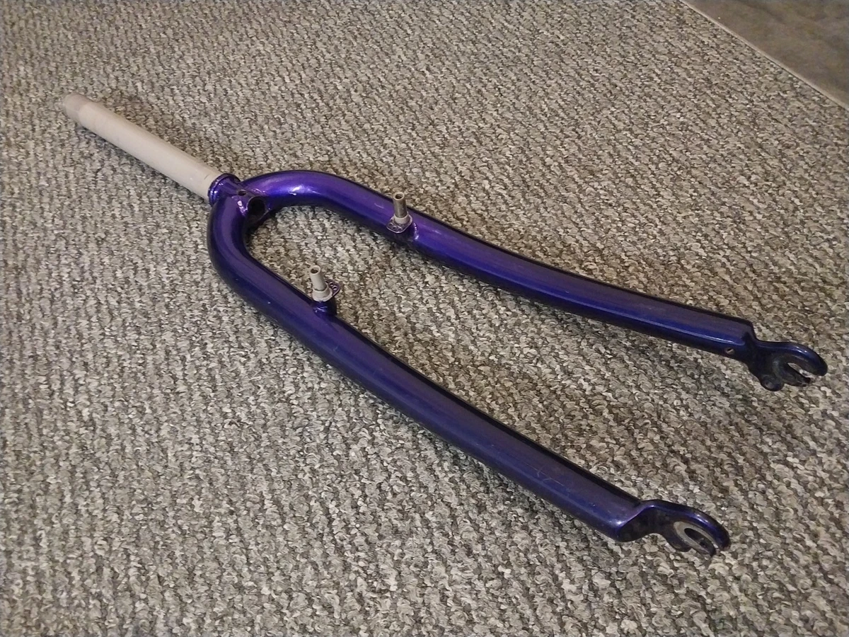 Fourche VTT Rigide Chromoly 26 Pouces – Violet, 1" Filetée, Frein V, 135mm