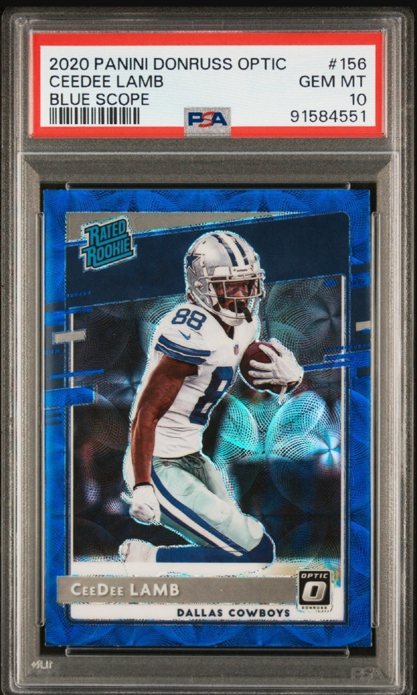 2020 Donruss Optic - Rated Rookies CeeDee Lamb #156 Blue Scope Prizm PSA 10 (RC)