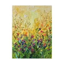 Original oil Painting Wildflower Art Landscape Painting Flowers Art Meadow Art