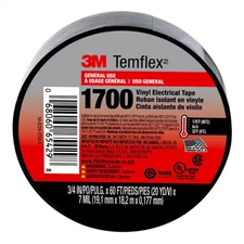 Temflex 1700 Electrical Tape 3/4 in x 60 ft Black Vinyl UL Listed