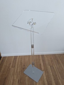Small Acrylic Podium Stand, Angle Adjustable, 15.7" L x 11.8" W x 42.3" H, Mo...