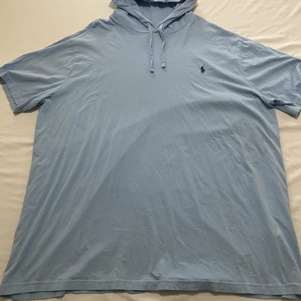 Lot of 2 Polo Ralph Lauren Men’s Lightweight Short Sleeve Hoodie 3XLT Blue White - Image 2 of 4
