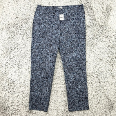 #ad J Jill Pants Women#x27;s 12 Blue Paisley AOP NWT Pull On Mid Rise Stretch Preppy $27.79