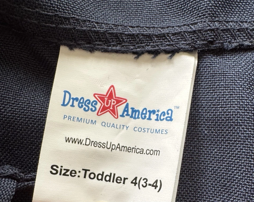 VESTIDO AMÉRICA Uniforme de Policía Chaqueta Top Niños Pequeños 3T 4T Azul Disfraz 3 Piezas Foto 4 de 4