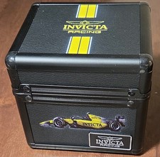 Invicta Racing 1-Slot Aluminum Watch Box, Black/Yellow Racing Stripes