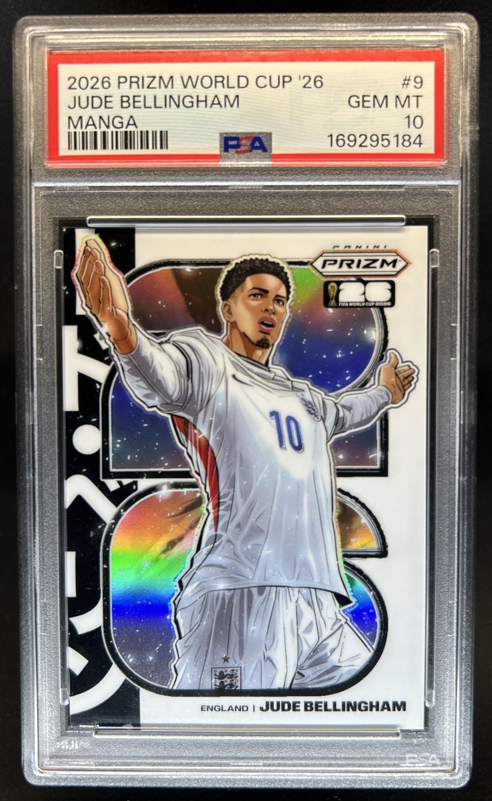 2026 Panini Prizm World Cup Jude Bellingham Manga SSP #9 England PSA 10 GEM MINT view 1