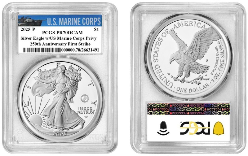 2025 P Silver Eagle $1 Marine Privy PCGS PR70DCAM First Strike#904,