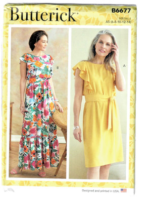 Butterick Sewing Pattern B6677 Misses Dress and Sash Three Variations 6-14 Easy