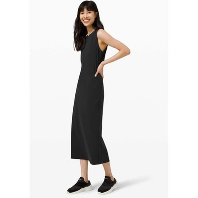 Lululemon All Aligned Ribbed Midi Dress Size 2 Nulu Fitted Slim Fit Black  NWT | eBay