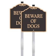2 Pack Large Beware of Dog Sign with Stake