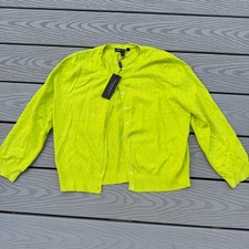 NWT Cable & Gauge Bright Yellow lightweight Cardigan Sweater 3/4 Sleeve