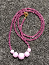 Handgefertigte Glasperlenkette Unikat 46,5cm zeitlos Pink Rosa Halskette 