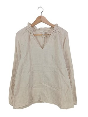H&M V-Ausschnitt-Shirt Damen Shirt Gr. DE 36 creme Casual-Look