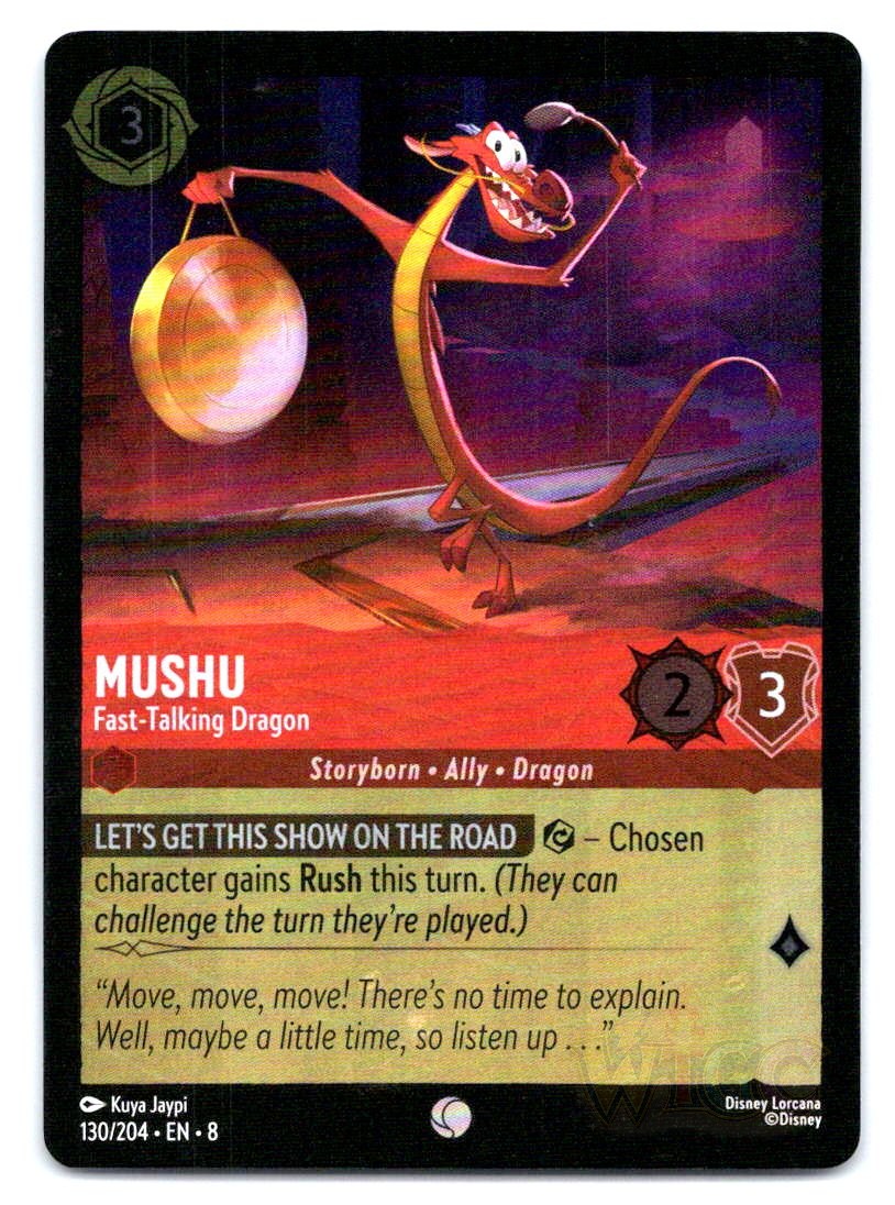 Lorcana Mushu - Fast-Talking Dragon Reign of Jafar 8 COMMON COLD FOIL  130/204 NM | eBay