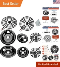 Complete Replacement Set: Black Porcelain Drip Pans & Burner Elements for Safety