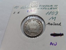 H47 Italy Kingdom of Napoleon 1809-M Silver 10 Soldi AU
