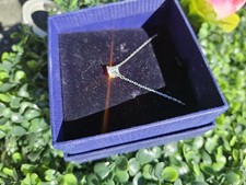 New Swarovski Square Pendant Necklace Silver