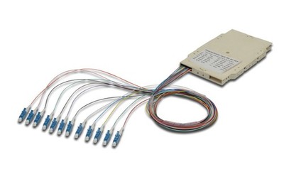 DIGITUS LWL Splice Cassette - 12 Pigtails - Pre-Assembled - LC (APC) - OS2 - Dye