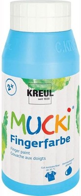 KREUL 23213 - Mucki leuchtkräftige Fingerfarbe, 750 ml in hellblau, auf Wasserba