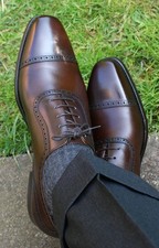 Men's Handmade Chocolate Brown Leather Oxford Cap-Toe Lace Up Formal Shoes Men