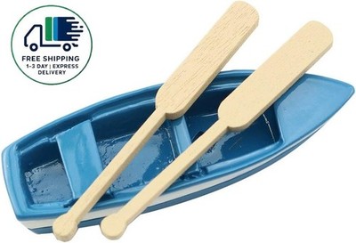 Precioso bote de remos azul en miniatura, pequeño bote de plástico, modelo de