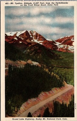 Mt Ypsilon Trail Ridge Road Estes Park Rocky Mtn NP CO Linen Postcard